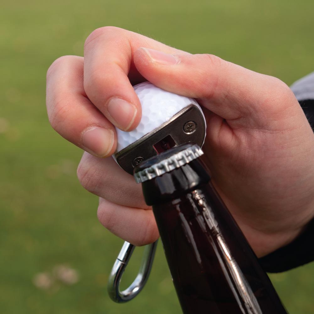 The BeerWedge, Golf Ball Bottle Opener made from a REAL Golf Ball