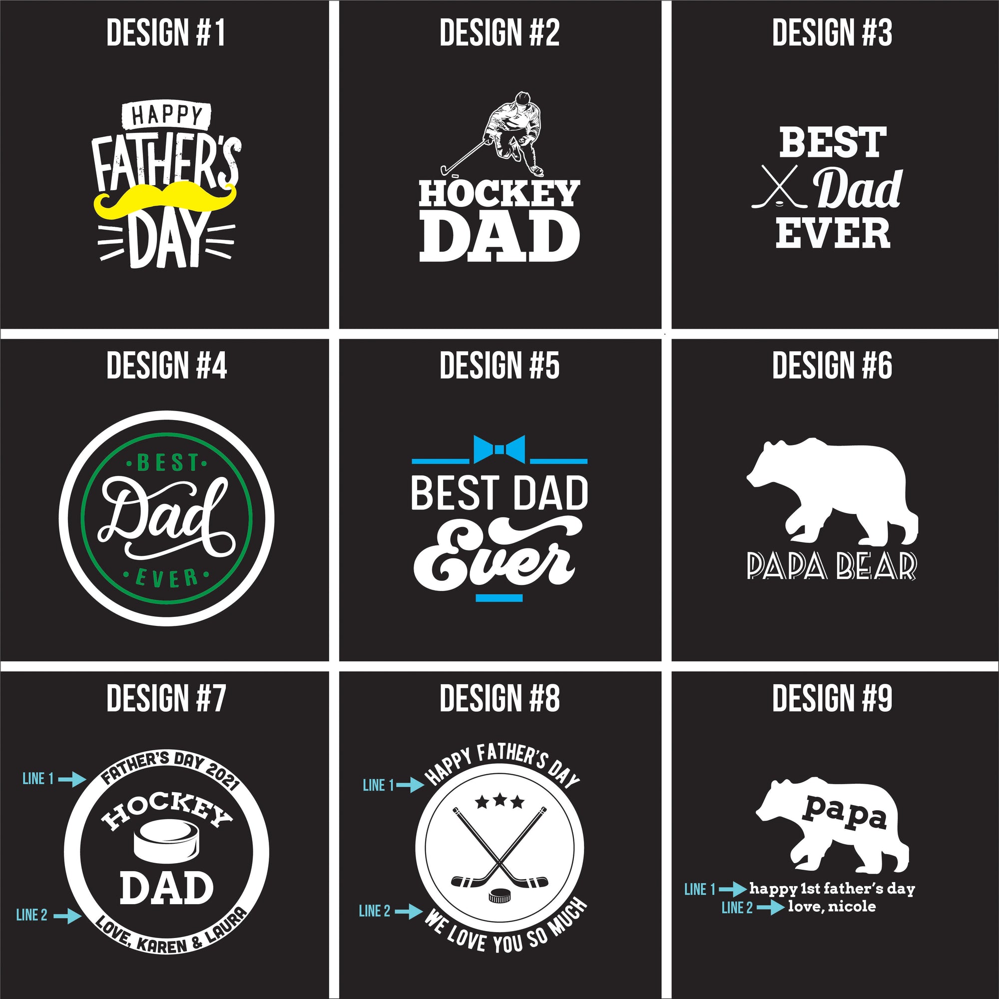 Father's Day Design Grid, Design 1-9