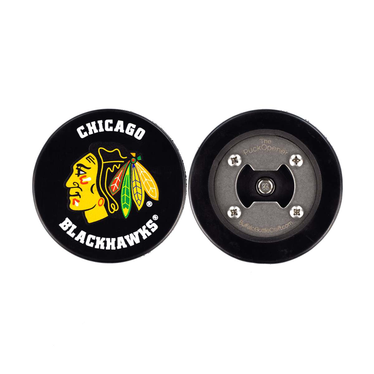 Chicago Blackhawks  Bottle Opener made from a Real Hockey Puck