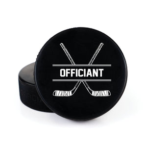 Printed Hockey Puck with Officiant Design