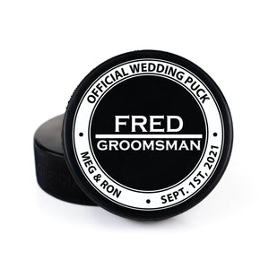 Printed Hockey Puck with Official Wedding Puck Personalization Design