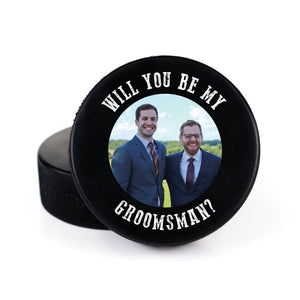 Printed Hockey Puck with Will You Be My? Photo Design