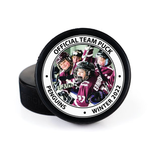 Printed Hockey Puck with Official Team Puck Photo Design