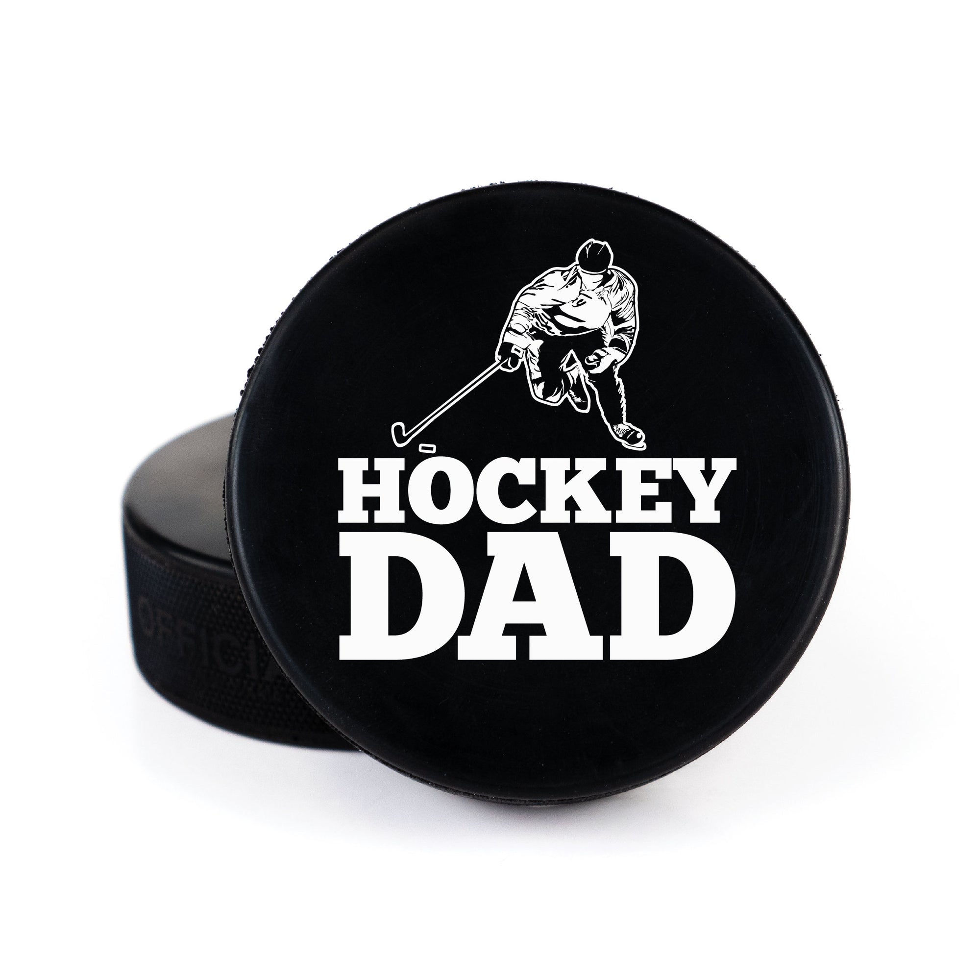 Printed Puck with Hockey Dad Design