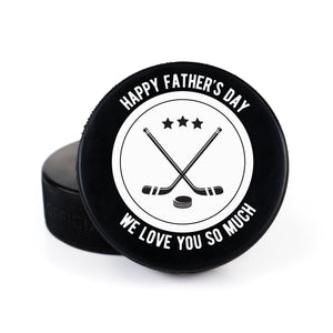 Printed Puck with Hockey Stick Circle Personalization Design