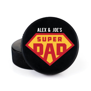 Printed Puck with Super Dad Personalization Design