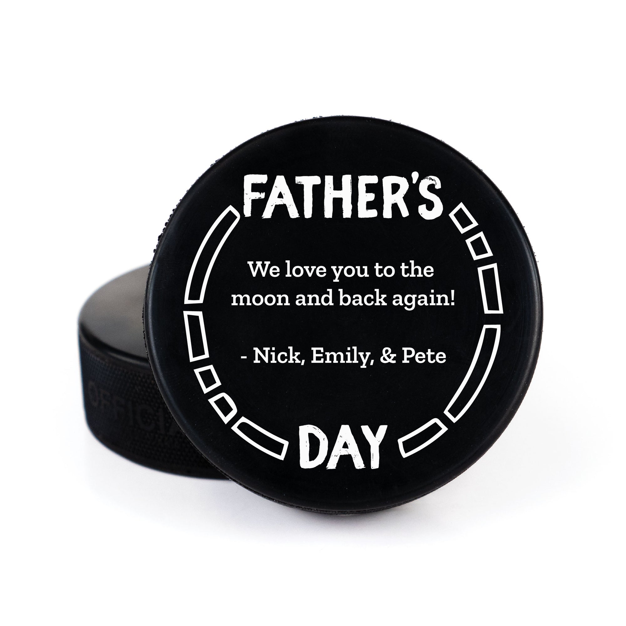 Printed Puck with Father's Day Geometric Personalization Design