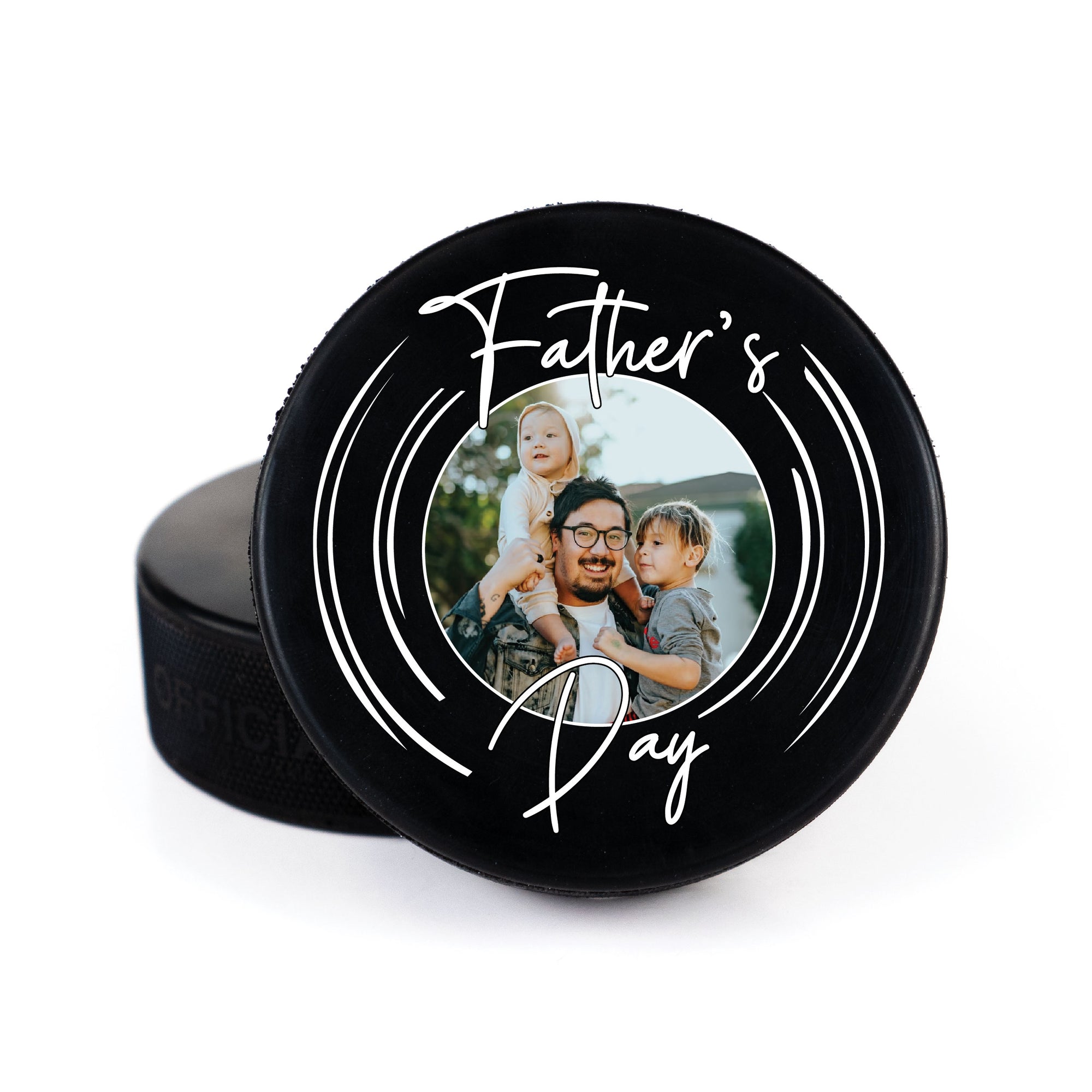 Printed Puck with Father's Day Line Photo Design