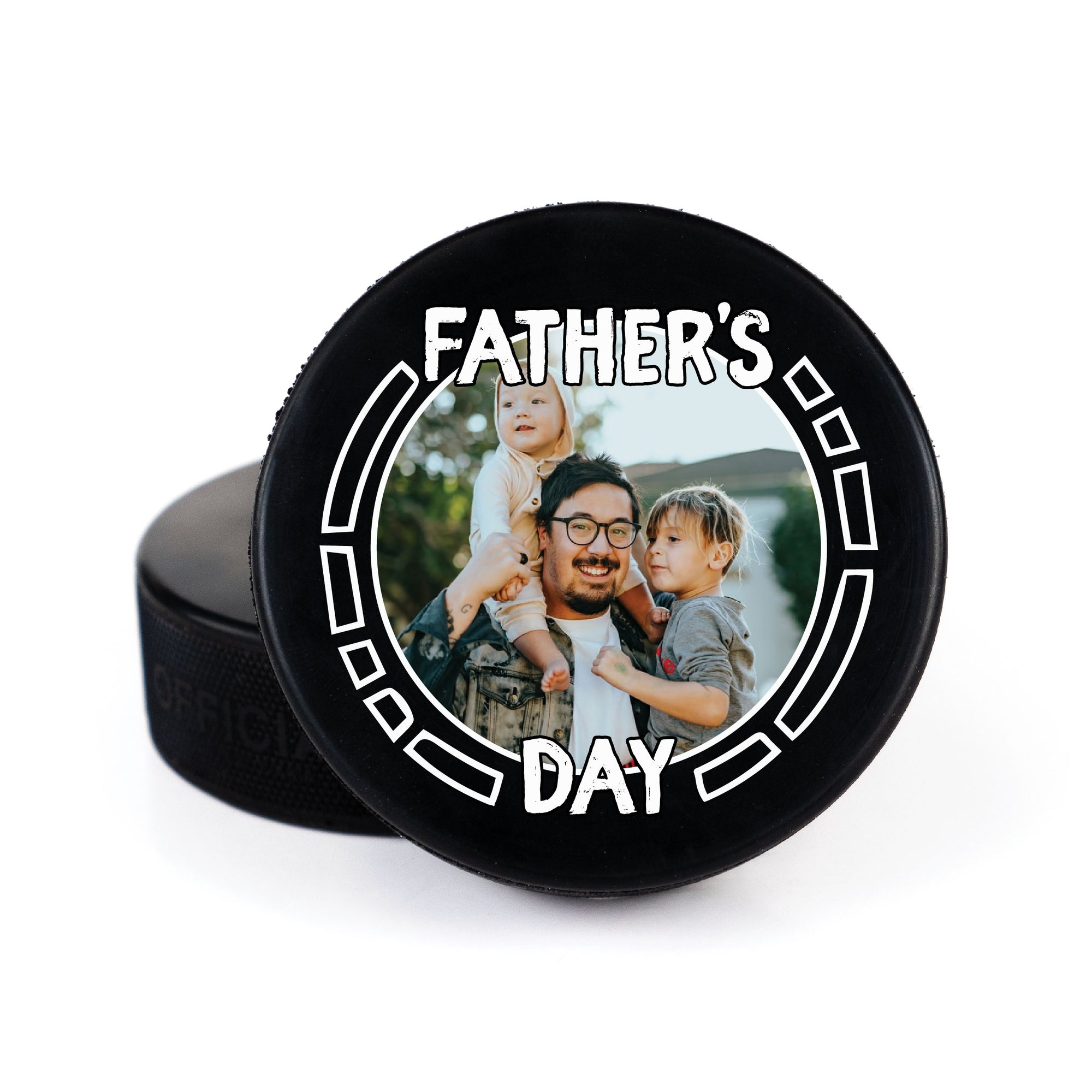 Printed Puck with Father's Day Geometric Photo Design