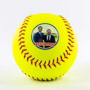 Printed Softball with Circle Photo Design