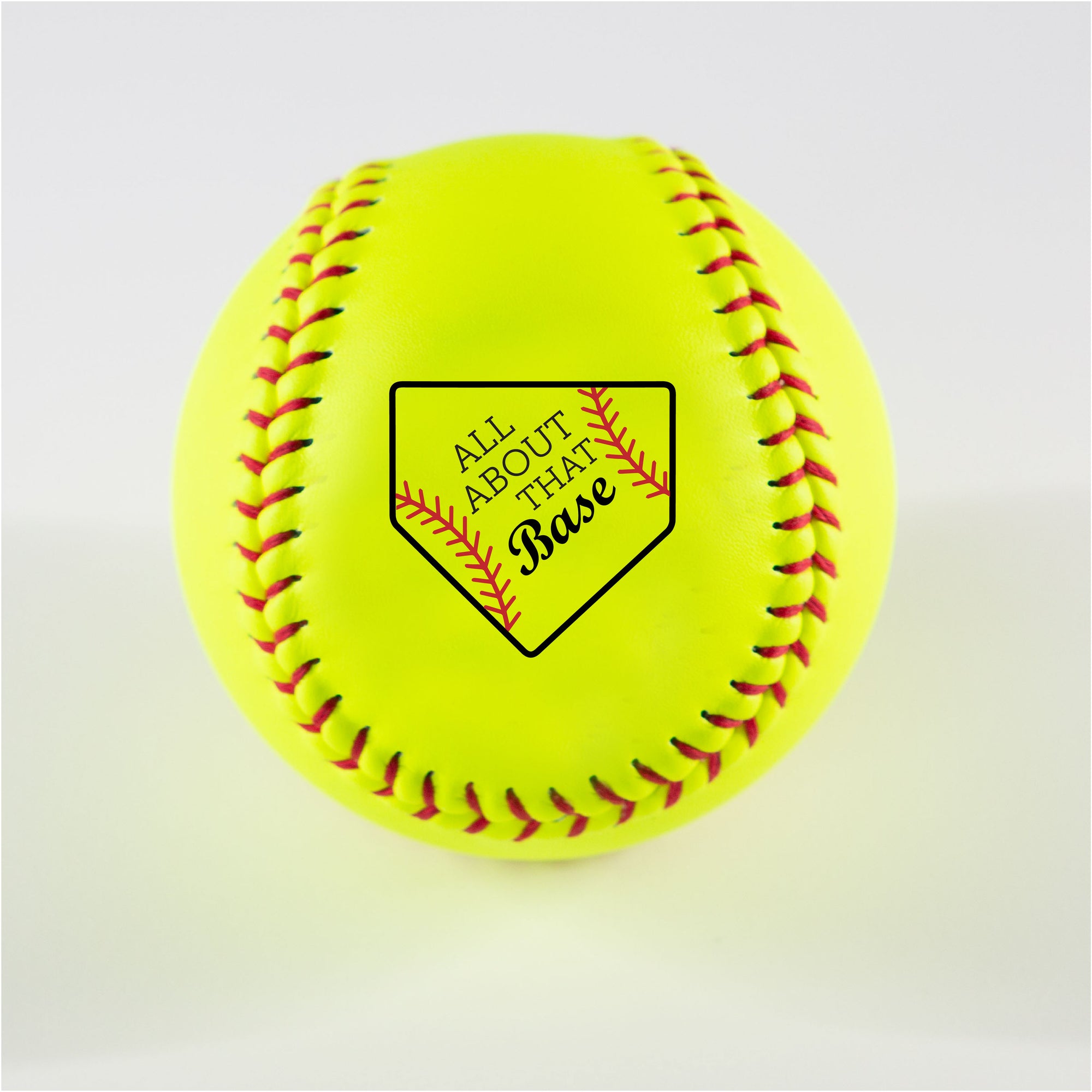 Printed Softball with All About That Base Design