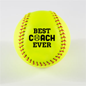 Printed Softball with Best Coach Ever Design