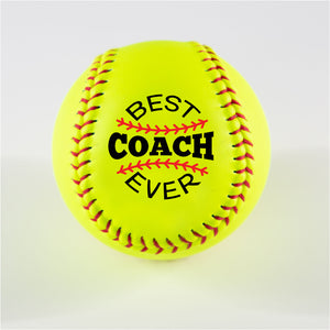 Printed Softball with Best Coach Ever Design