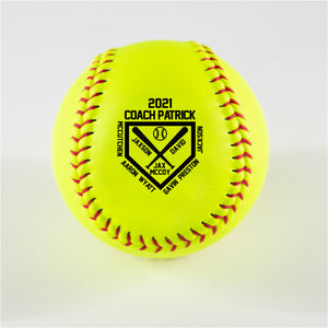 Printed Softball with Home Plate and Player Names Design