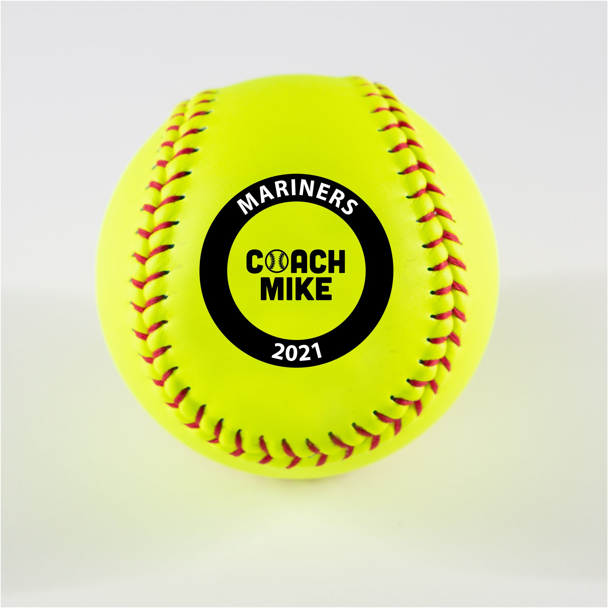 Printed Softball with Coach Outline Circle Design