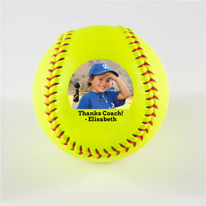 Printed Softball with Half Photo with Message Design