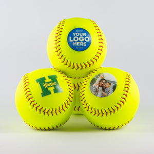 Four Printed Softballs Stacked