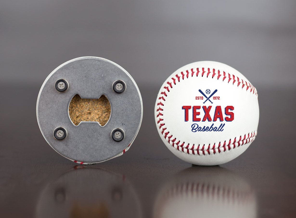 Texas Baseball Bottle Opener