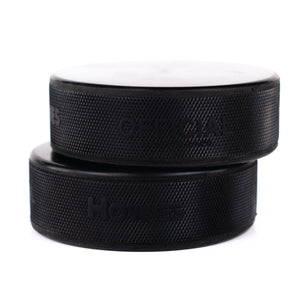 Two Printed Hockey Pucks Stacked