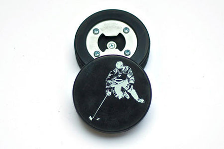 Hockey Puck Bottle Opener - Skater