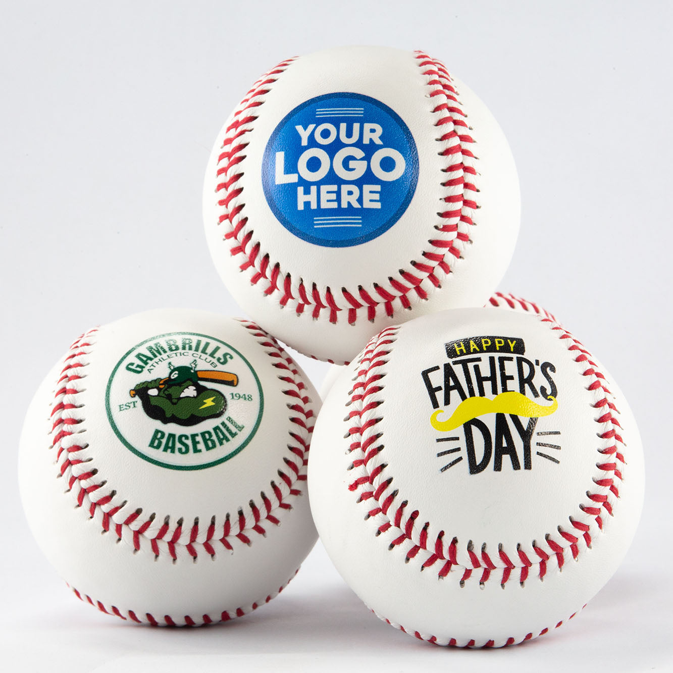 Stack of Three Printed Baseballs